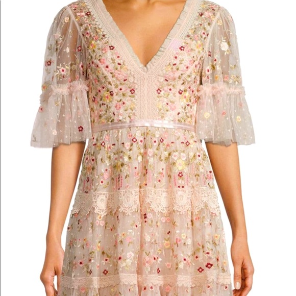Needle & Thread Aramita Floral Lace Tulle Midi Dress (designer) size 4 US - Picture 6 of 16